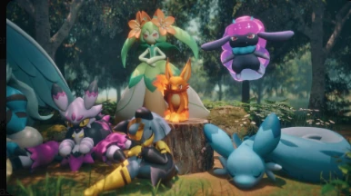 Several Pals resting in a forest